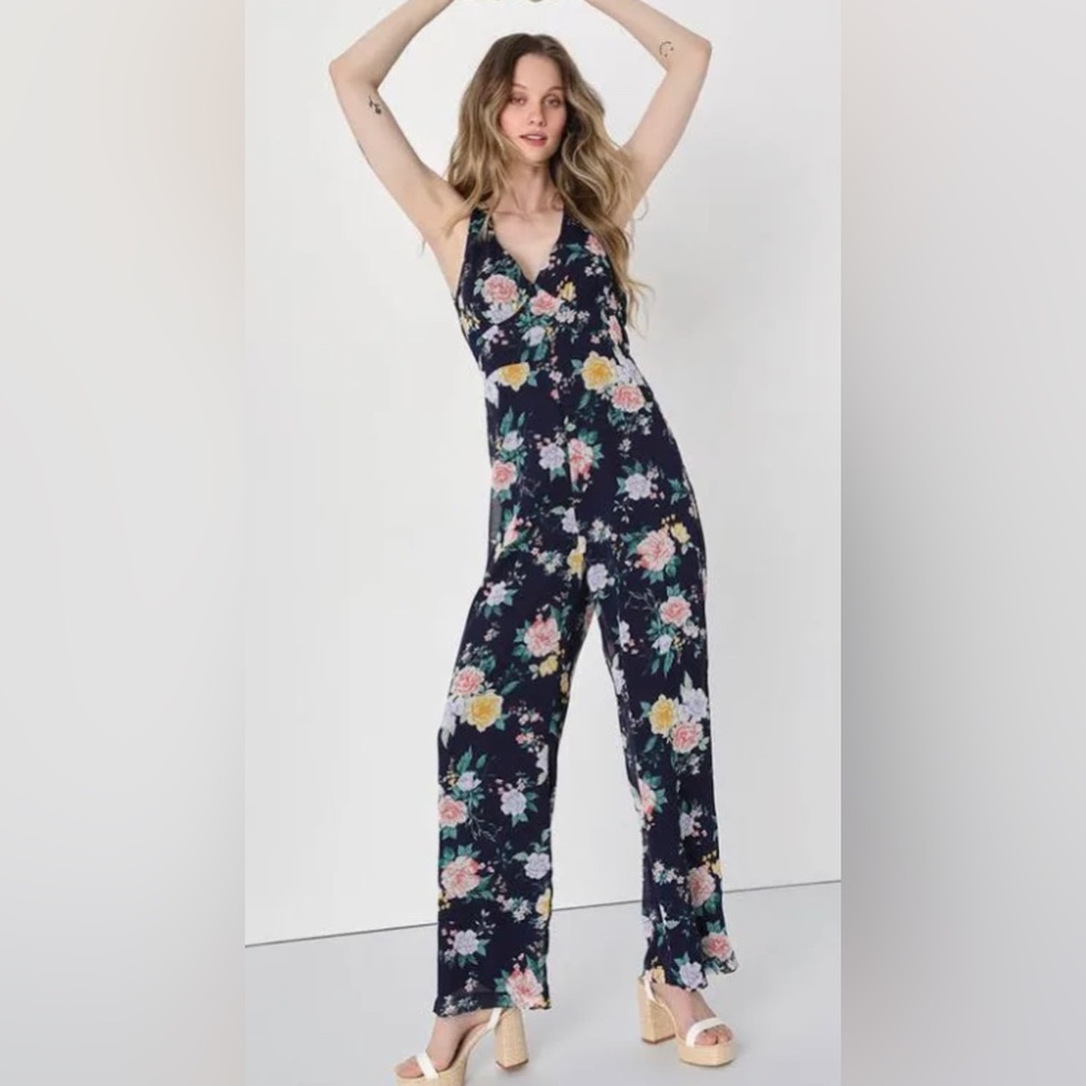 Black floral jumpsuit